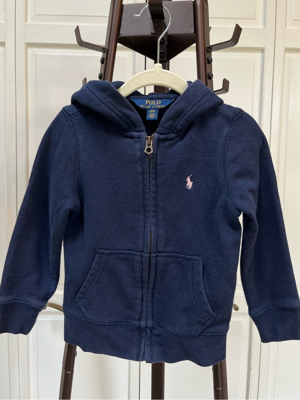 Polo by Ralph Lauren Navy Zip Hoodie with Pink Pony